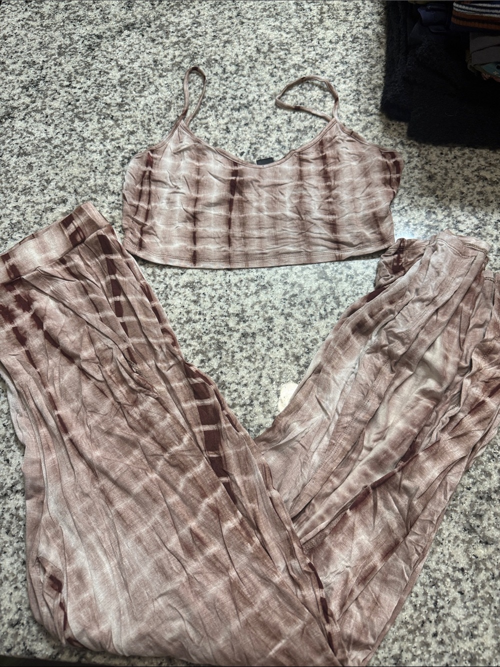 SHEIN Mauve Tie-Dye Two-Piece Lounge Set